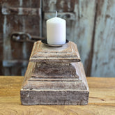 Antique Handcarved Wooden Old Pillar Candle Stand Holder Brown 32